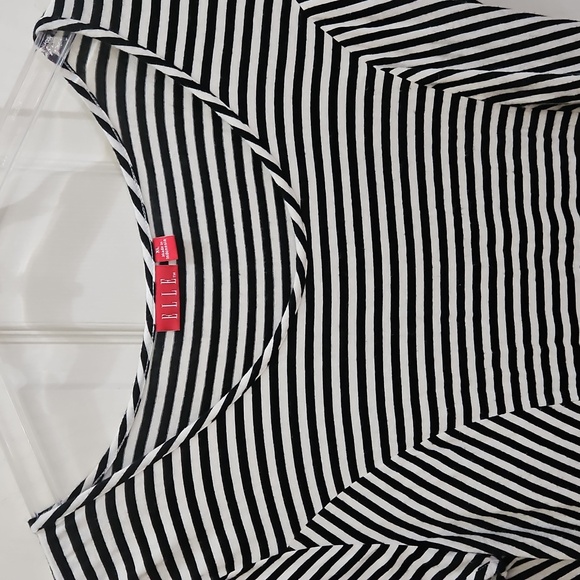 Elle Black Striped Tunic Top Sz XL - Picture 2 of 8